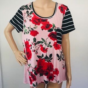 Honey and Lace Rose Striped Multi Media Shirt